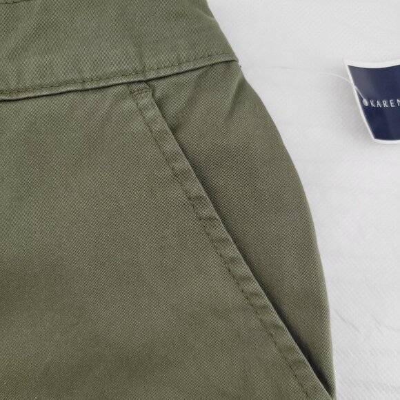 NEW Karen Scott Capri Pants Womens 14 Green Stretch Cotton Twill Pedal Pusher - Picture 10 of 13